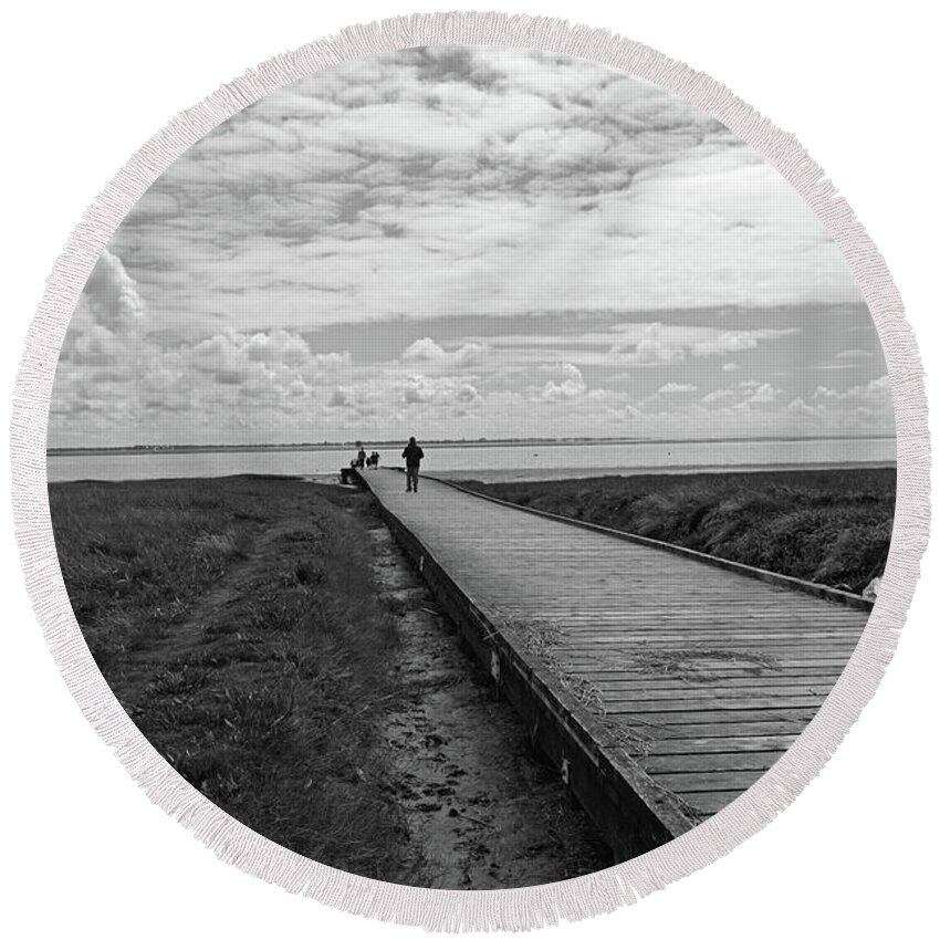 Lytham Round Beach Towel featuring the photograph LYTHAM. The Boardwalk. by Lachlan Main