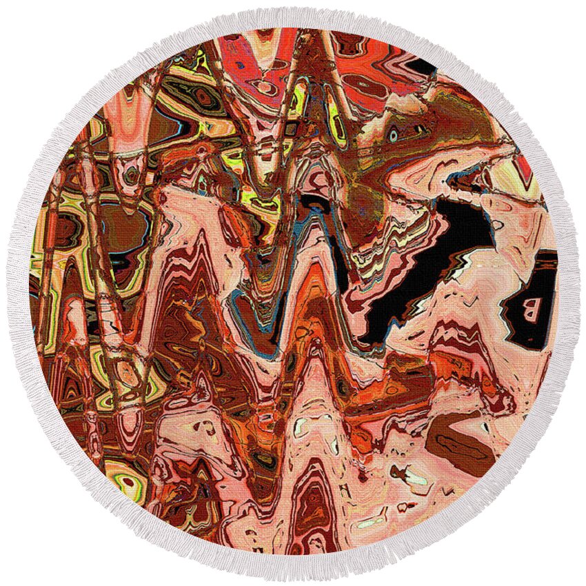 Machinery Abstract Round Beach Towel featuring the digital art Machinery Abstract by Tom Janca