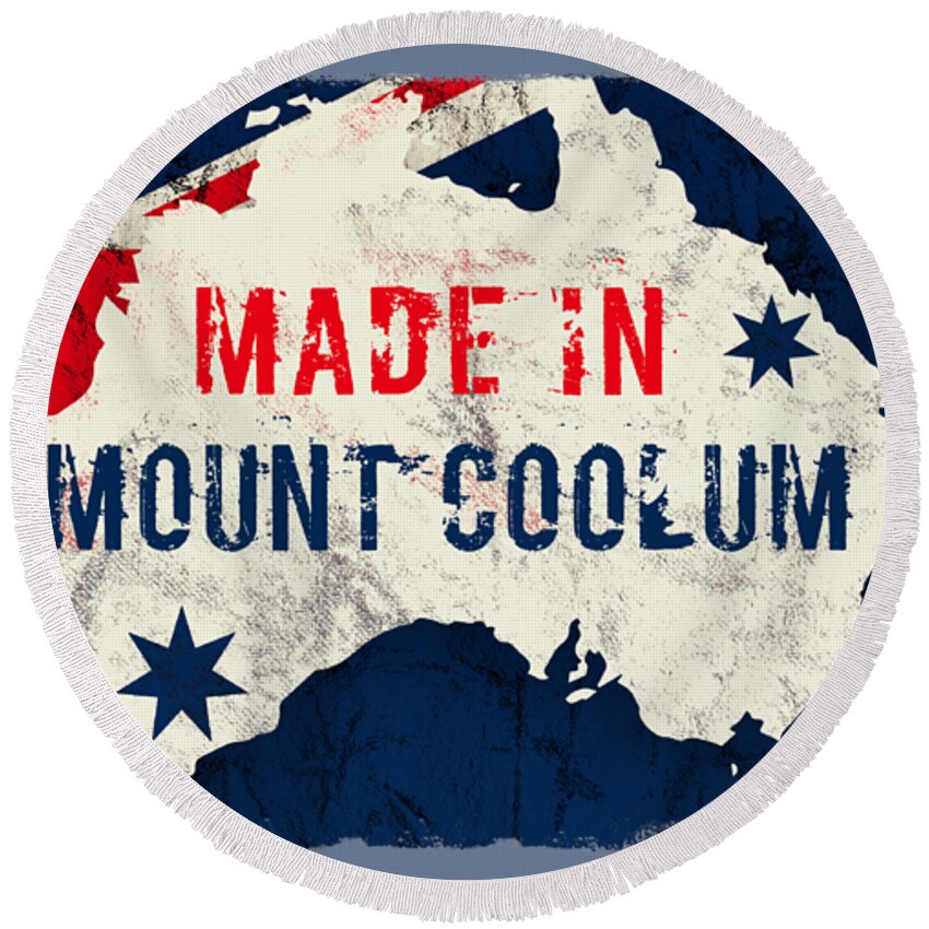 Mount Coolum Round Beach Towel featuring the digital art Made in Mount Coolum, Australia by TintoDesigns