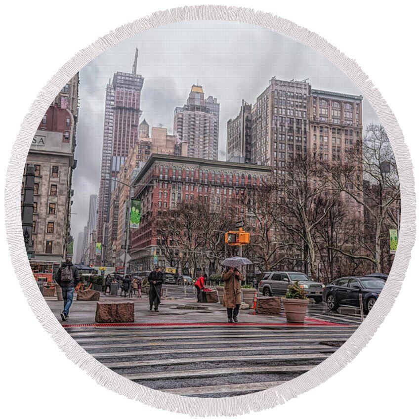 Madison Square Park Round Beach Towel featuring the photograph Madison Square Park - NOMAD District NYC by Alison Frank