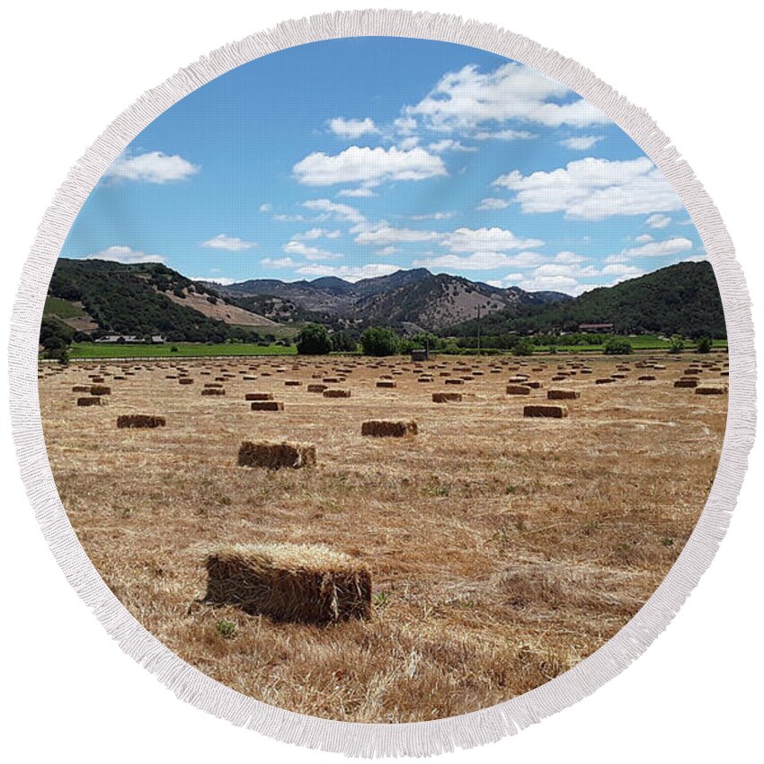 Landscape Round Beach Towel featuring the photograph Making Hay While the Sun Shines by D Patrick Miller