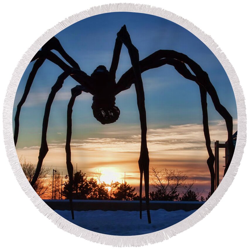 Maman Round Beach Towel featuring the photograph Maman the Spider, Ottawa by Tatiana Travelways