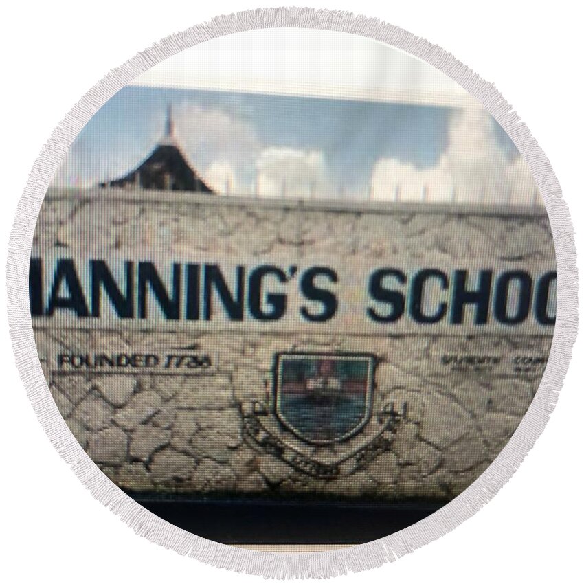  Round Beach Towel featuring the photograph Manning's High School by Trevor A Smith