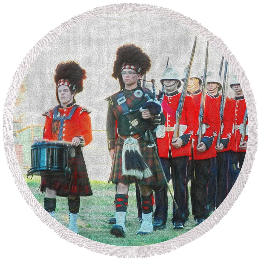 Guards Round Beach Towel featuring the photograph Ceremonial Guards by Carol Randall