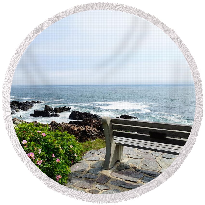 Maine Round Beach Towel featuring the photograph Marginal Way by Patricia Caron