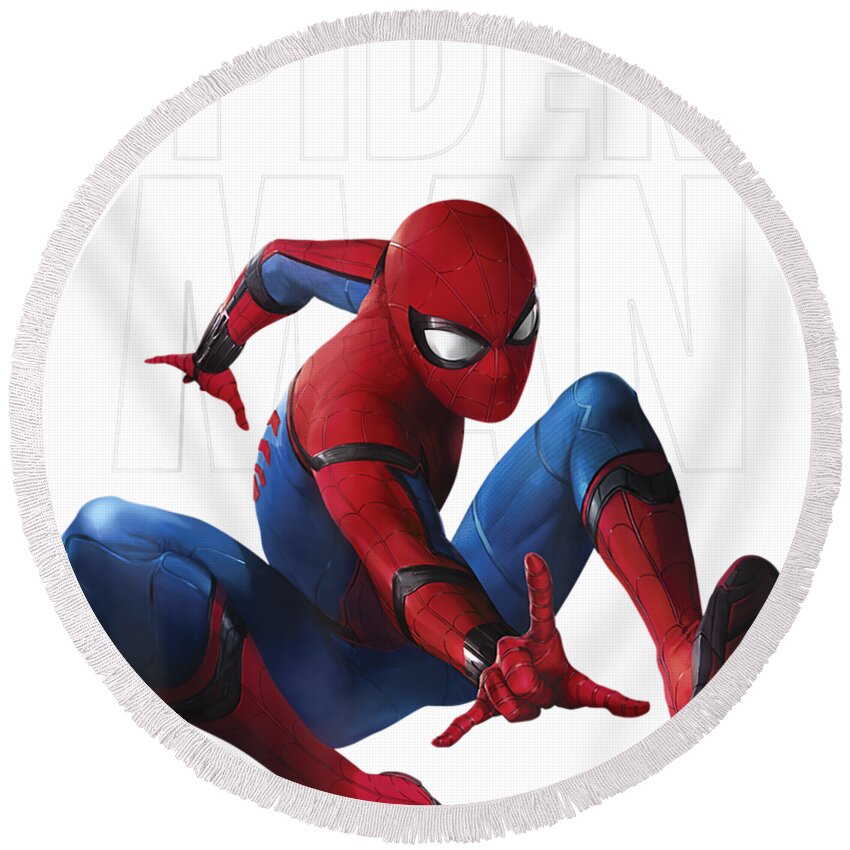 Marvel Spider-Man Homecoming Outlined Epic Jump Pose T-Shirt T-Shirt Round  Beach Towel by Tran Alice - Pixels