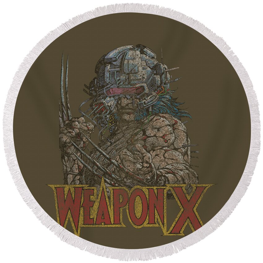 Marvel Weapon X Portrait Round Beach Towel featuring the digital art Marvel Weapon X Portrait by Gethin Aoibhe