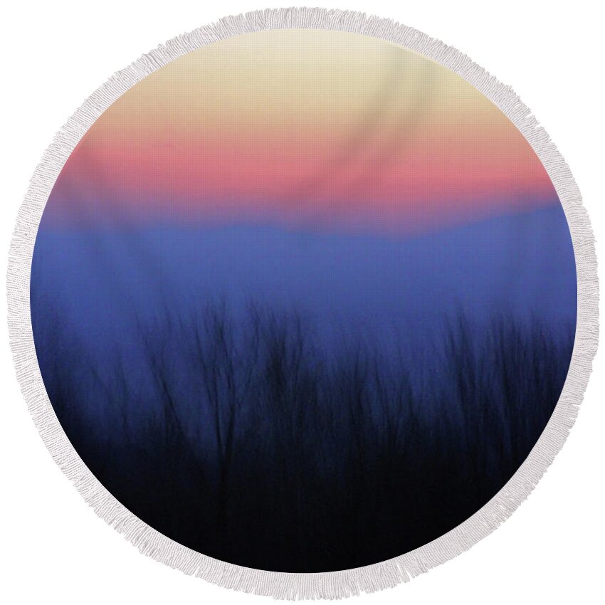 Sunset Round Beach Towel featuring the photograph Massanutten Sunset by Carolyn Stagger Cokley