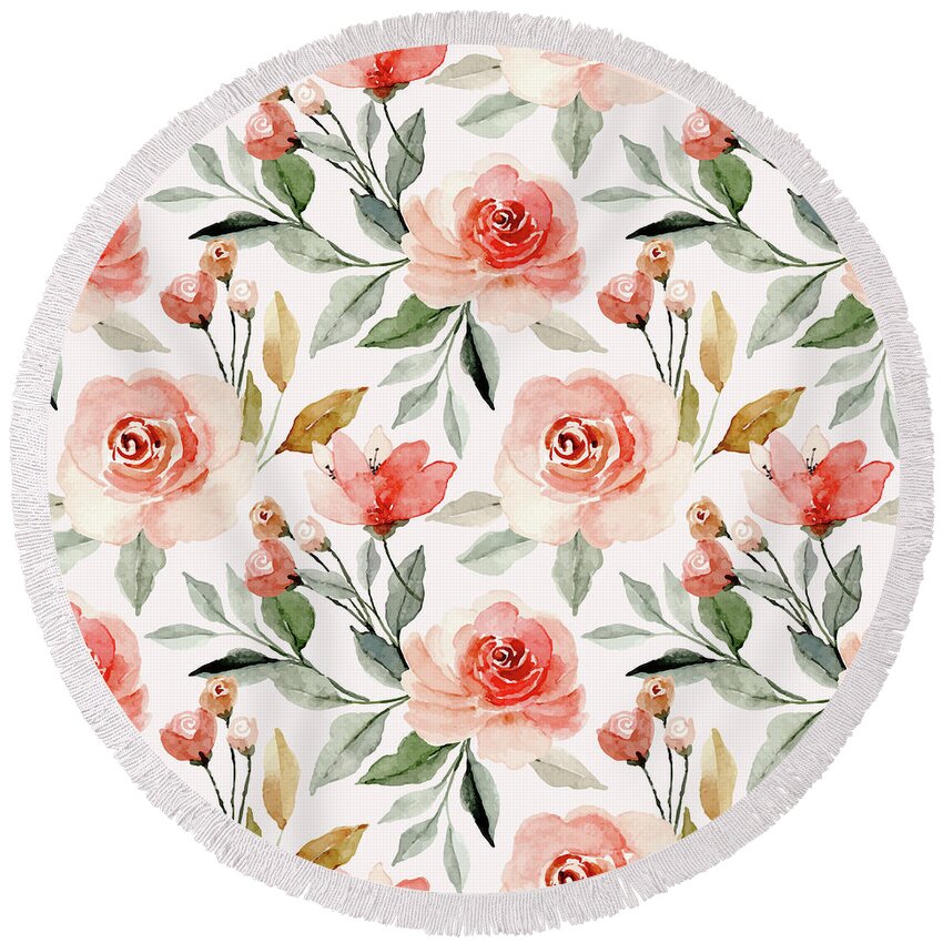 Roses Round Beach Towel featuring the painting Matilda by Zazzy Art Bar