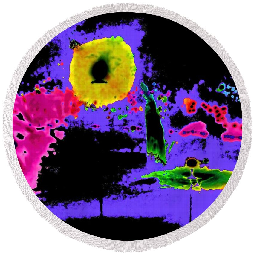 Abstract Round Beach Towel featuring the digital art Matta Homage by T Oliver