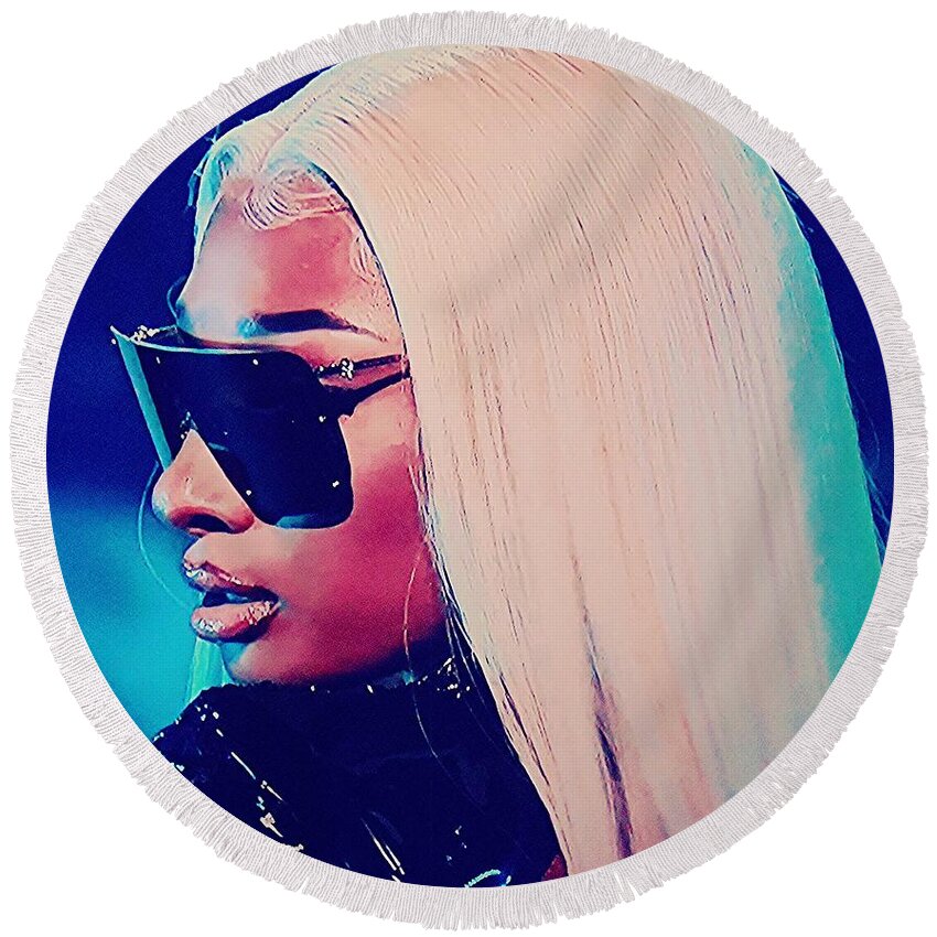 Singer Round Beach Towel featuring the photograph Megan Thee Stallion -- 7 by Jayne Somogy