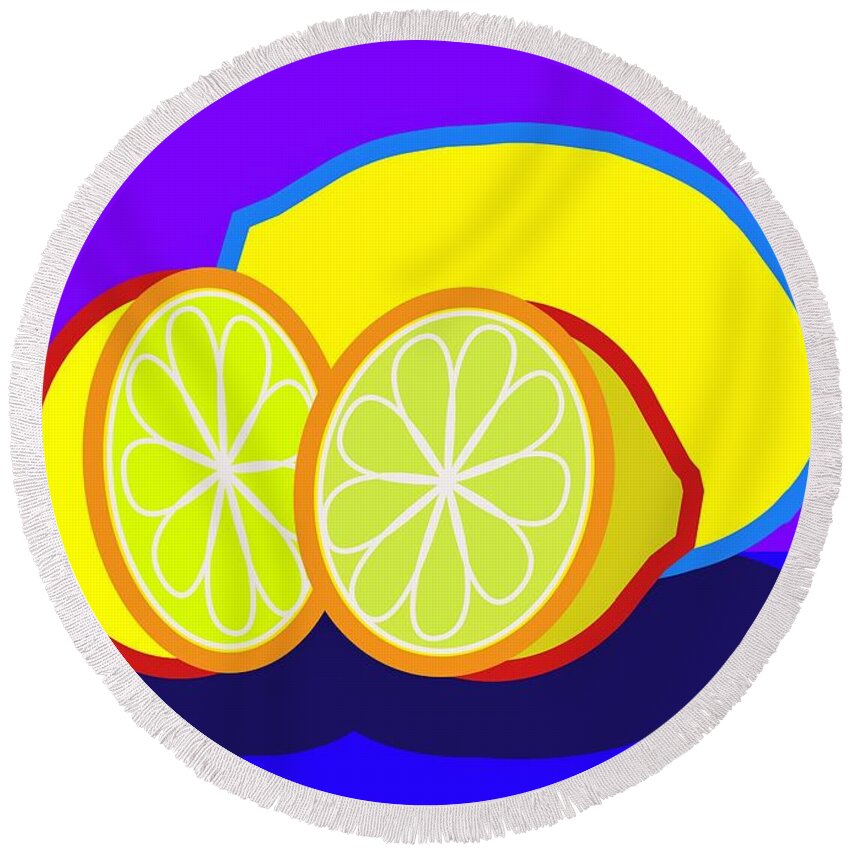 Yellow Round Beach Towel featuring the digital art Mellow Yellow by Fatline Graphic Art