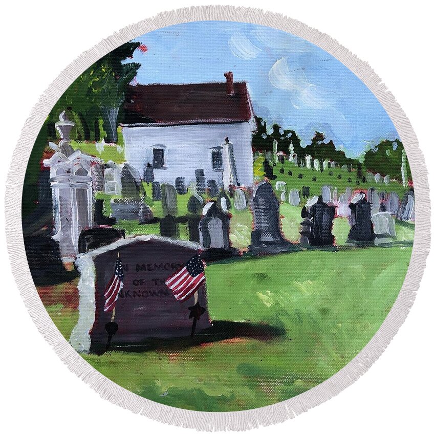 Unknown Soldier Round Beach Towel featuring the painting Memorial Day by Cyndie Katz