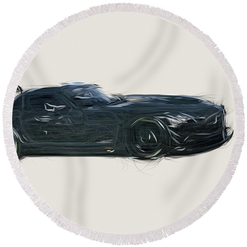2013 Round Beach Towel featuring the digital art Mercedes Benz SLS AMG GT3 by CarsToon Concept