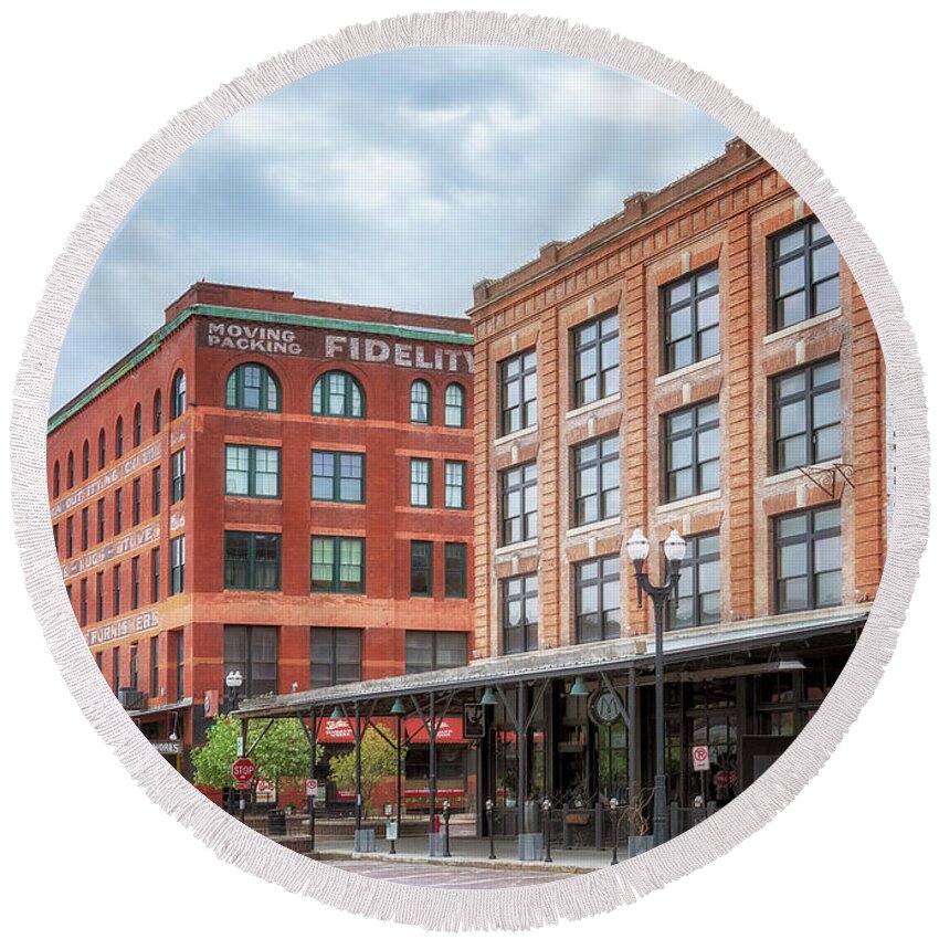Old Market District Round Beach Towel featuring the photograph Mercer Block Number Three - Omaha - Old Market by Susan Rissi Tregoning