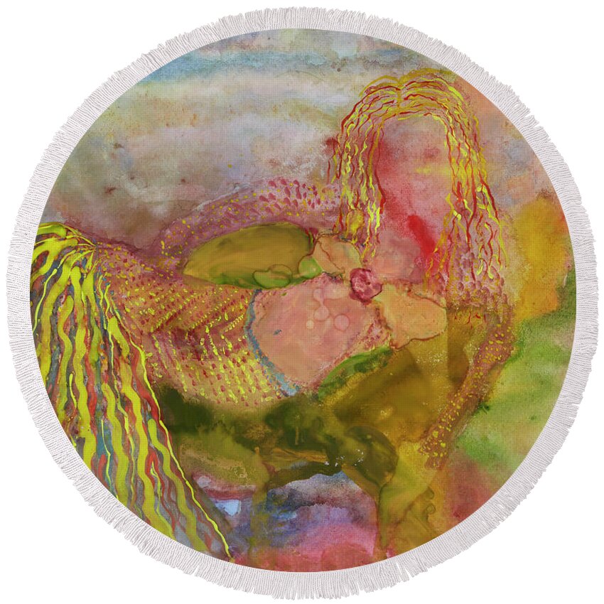 Teresa Click Round Beach Towel featuring the painting Enlightened by Tessa Evette