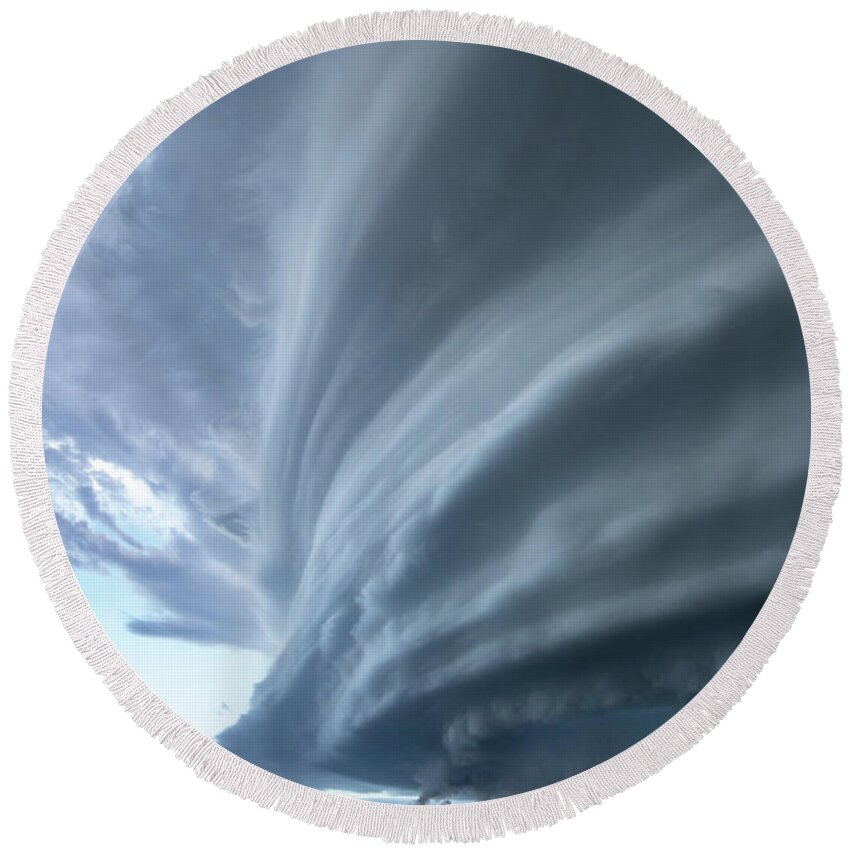 Mesocyclone Round Beach Towel featuring the photograph Mesocyclone Vertical by Wesley Aston