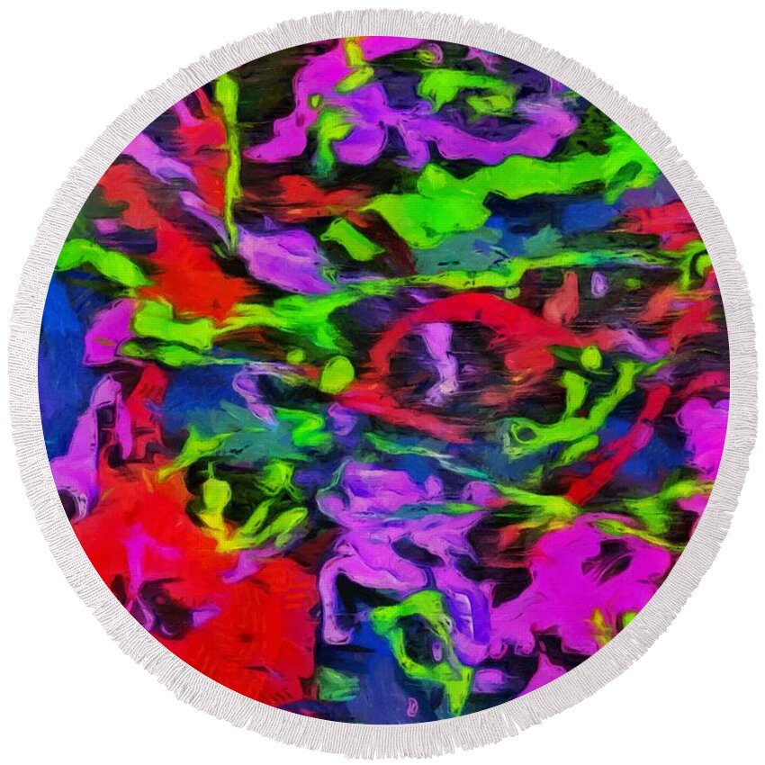 Splatter Round Beach Towel featuring the mixed media Messy Paint by Christopher Reed