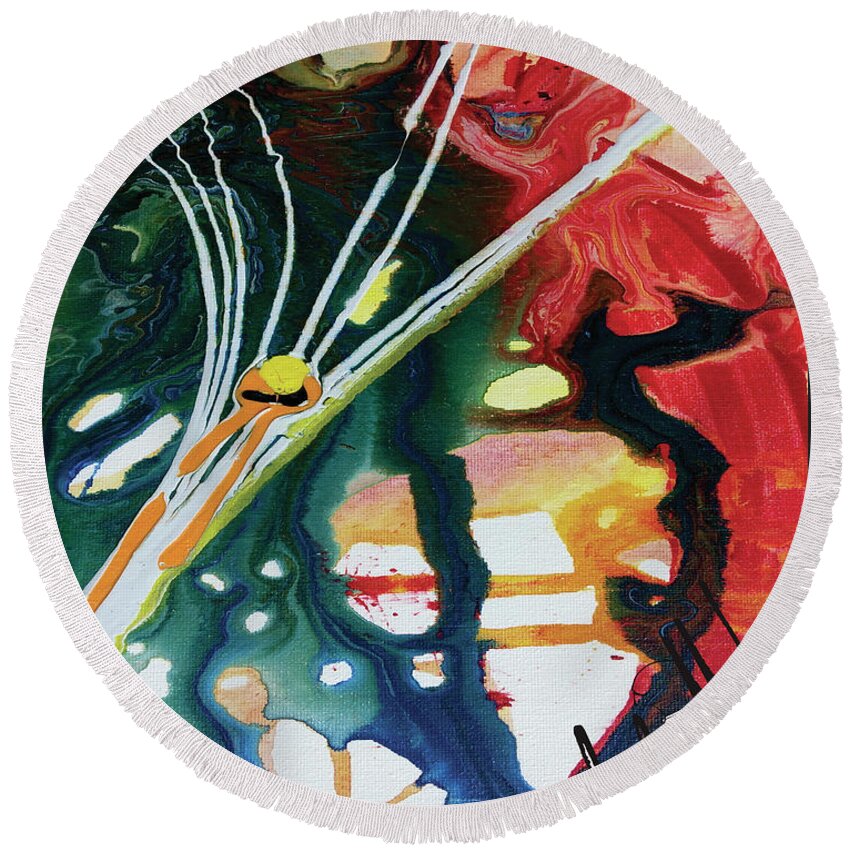  Round Beach Towel featuring the painting Meta7 by Jimmy Williams