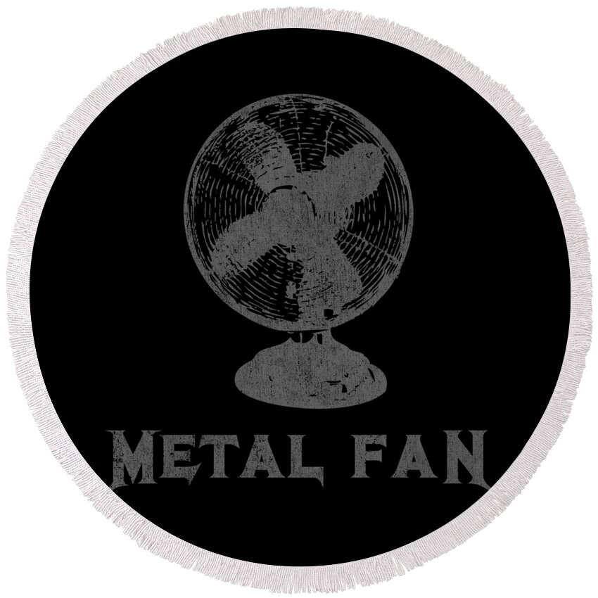 Pun Round Beach Towel featuring the digital art Metal Fan Heavy Metal Funny Rock Pun by Flippin Sweet Gear