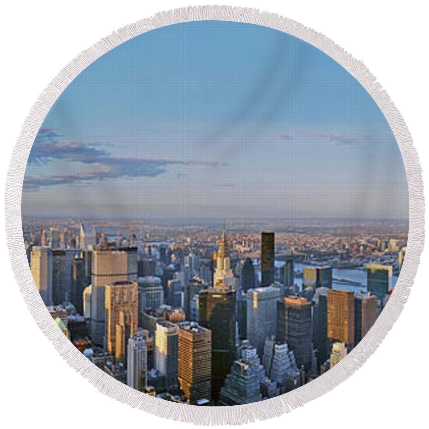 New York City Skyline Panorama Round Beach Towel featuring the photograph Metropolis by Az Jackson