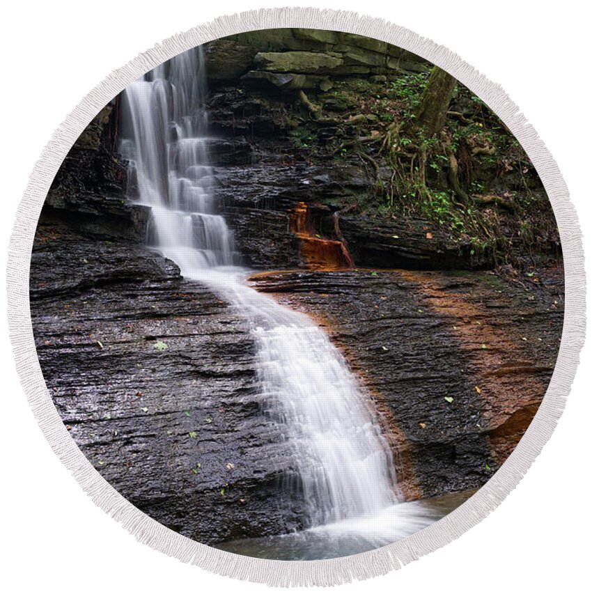 Falls Round Beach Towel featuring the photograph Middle Fork Falls 5 by Phil Perkins