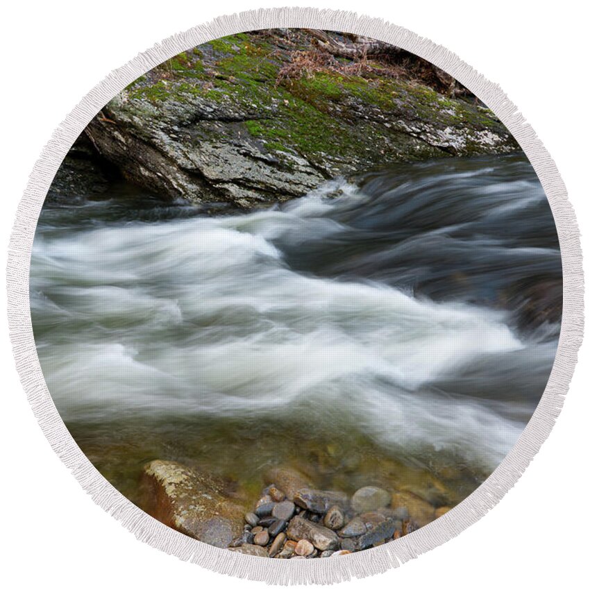 River Round Beach Towel featuring the photograph Little River Rapids 27 by Phil Perkins