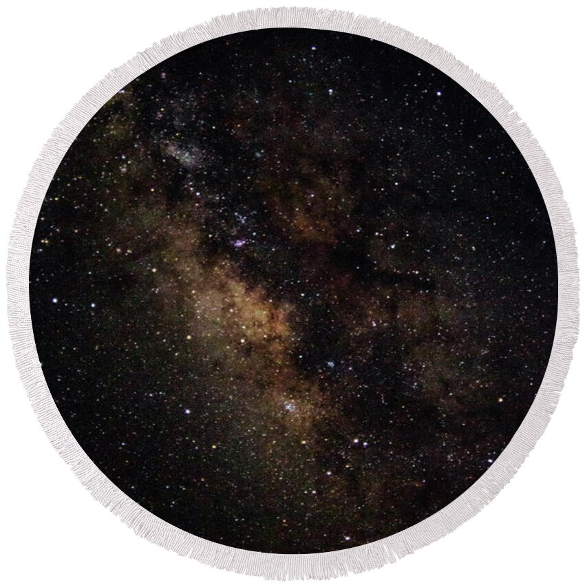 Milkyway Round Beach Towel featuring the photograph Milky Way Over the Atlantic Ocean by Bob Decker
