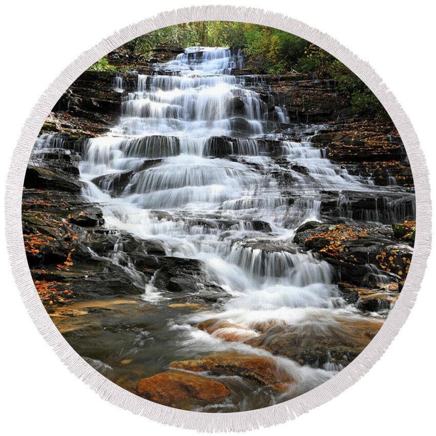 Waterfall Round Beach Towel featuring the photograph Minnehaha Waterfall - Georgia by Richard Krebs