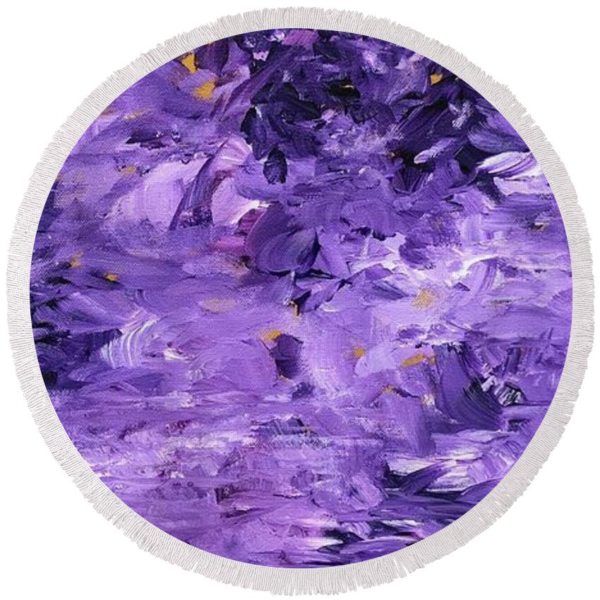 Mirage Round Beach Towel featuring the painting Mirage # 3 by Milly Tseng