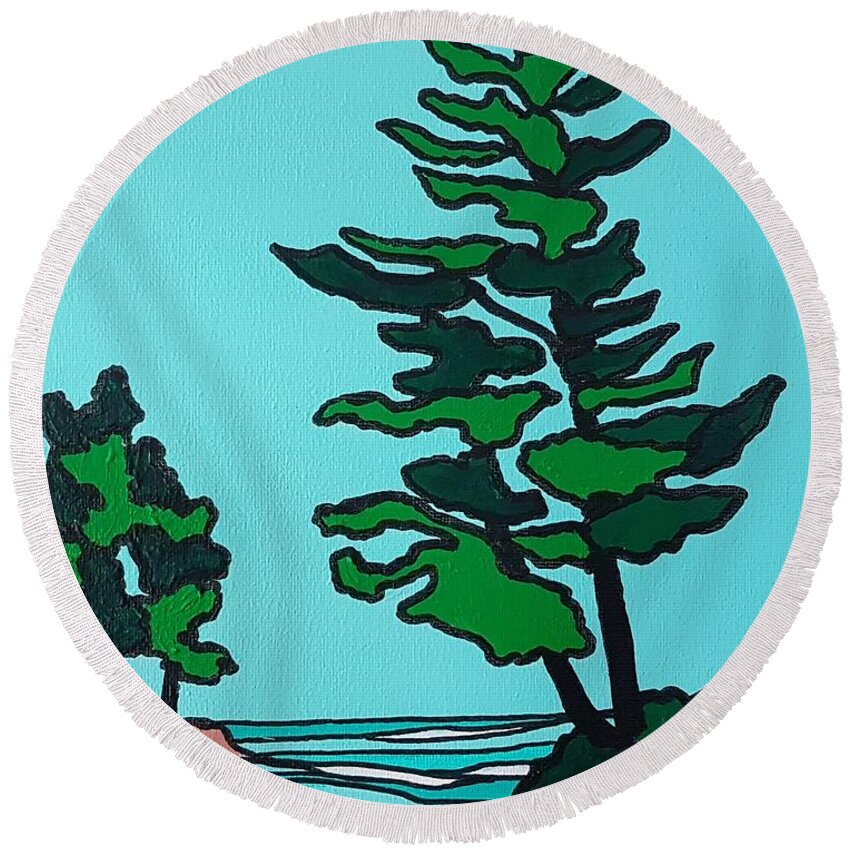 Landscape Round Beach Towel featuring the painting Missing You by Petra Burgmann