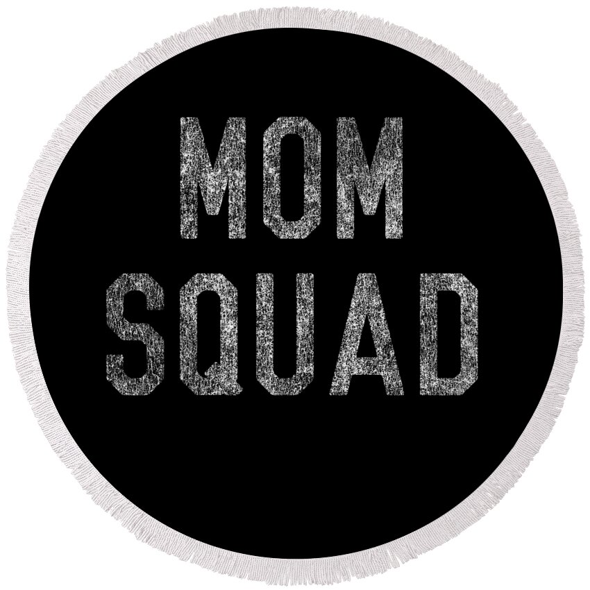 Gifts For Mom Round Beach Towel featuring the digital art Mom Squad Retro by Flippin Sweet Gear