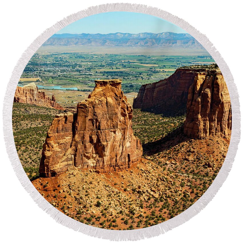 Jon Burch Round Beach Towel featuring the photograph Monument Canyon by Jon Burch Photography