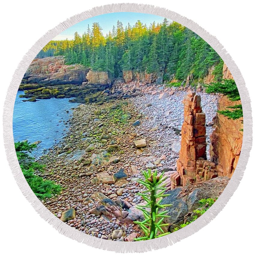 Monument Round Beach Towel featuring the photograph Monument Cove by Monika Salvan