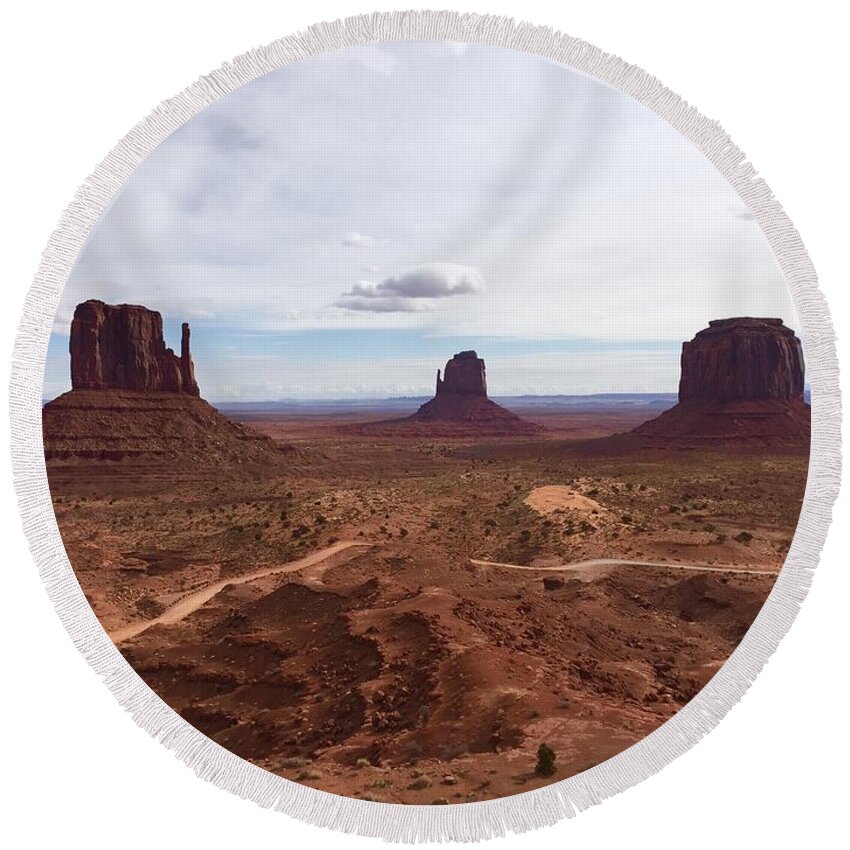 Monument Valley Round Beach Towel featuring the photograph Monument Valley by Bettina X