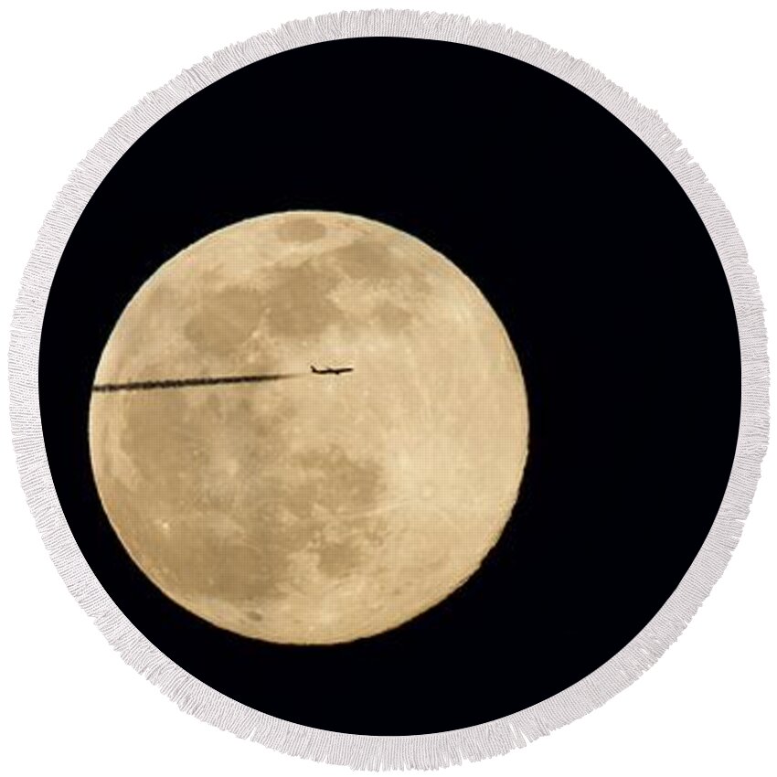Moon Round Beach Towel featuring the photograph Moon Flyby by Yvonne M Smith