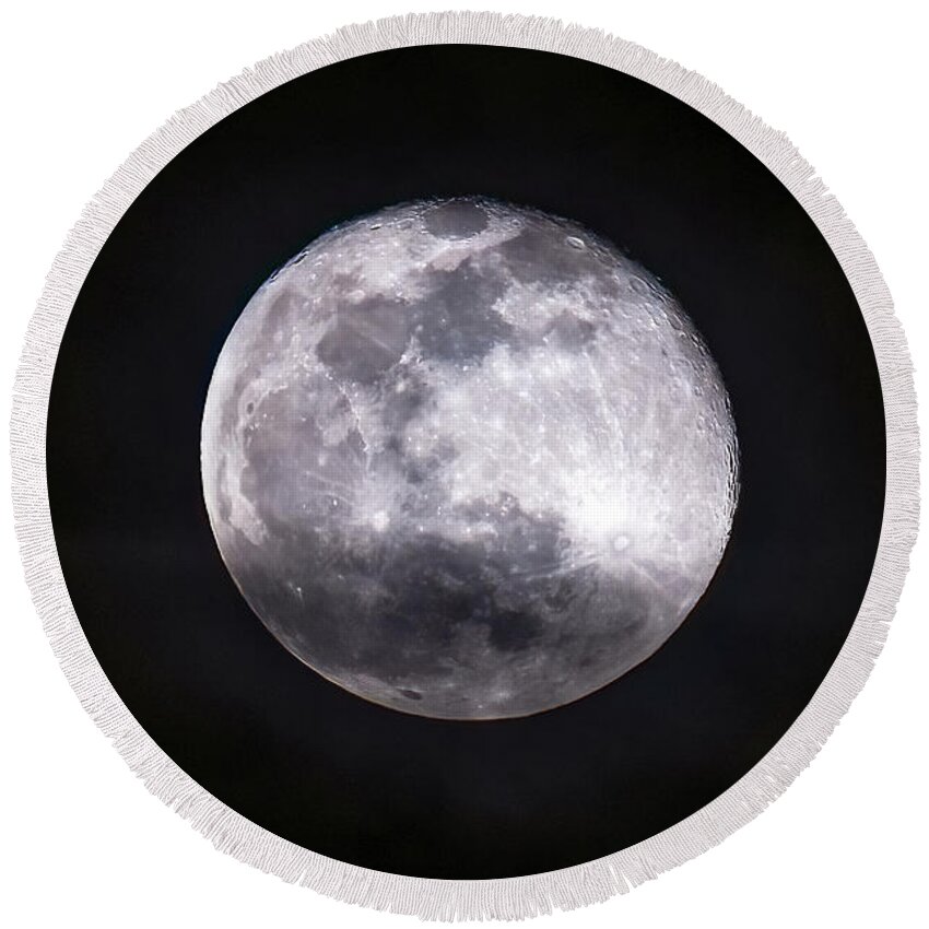  Round Beach Towel featuring the photograph Moon thru Clouds by Al Judge