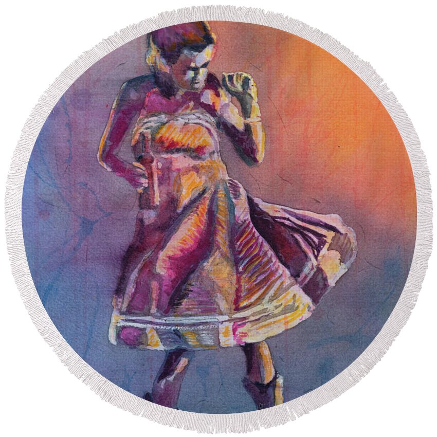 Painting Round Beach Towel featuring the painting Moonlite Swing by Robert FERD Frank