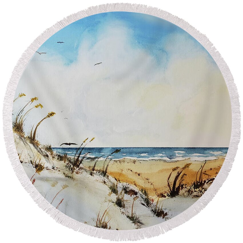 Landscape Round Beach Towel featuring the painting Morning Bliss by Sharon Williams Eng