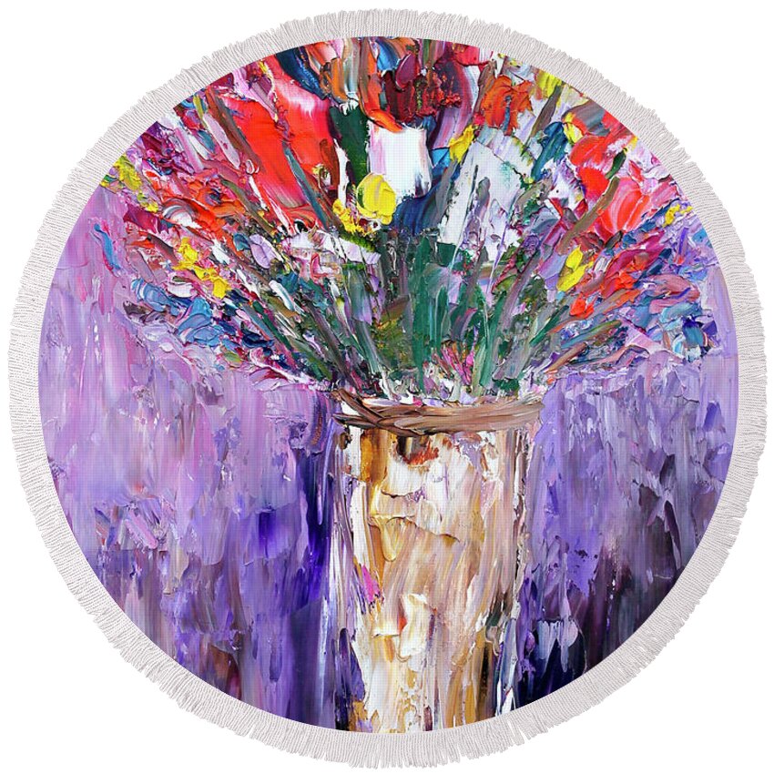 Flowers Round Beach Towel featuring the painting Morning Bouquet by Teresa Moerer