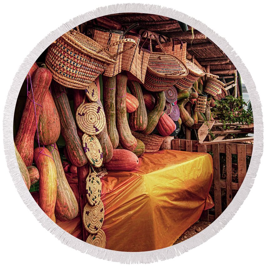 Morocco Round Beach Towel featuring the photograph Moroccan Gourds by Edward Shmunes
