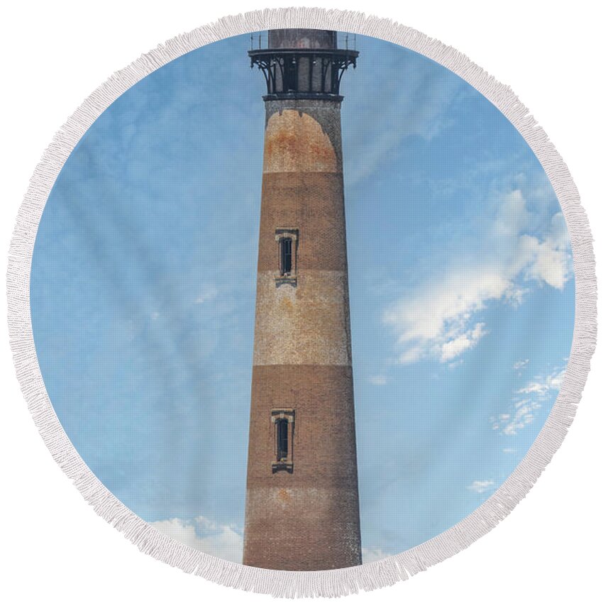 Morris Island Lighthouse Round Beach Towel featuring the photograph Morris Island Lighthouse - Charleston South Carolina - Standing Tall by Dale Powell