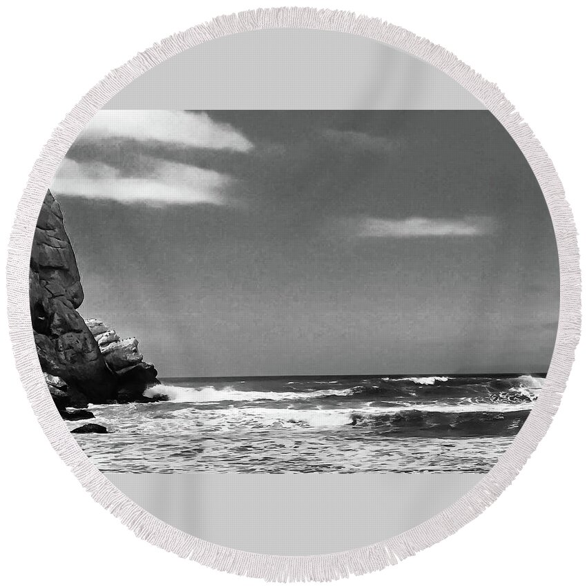  Round Beach Towel featuring the photograph Morro Rock, CA by Dr Janine Williams