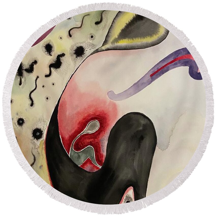 Mother And Child Round Beach Towel featuring the painting Mothering by Pamela Henry