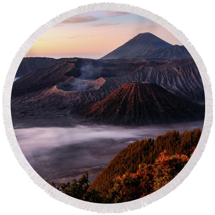 Mount Round Beach Towel featuring the photograph Kingdom Of Fire - Mount Bromo, Java. Indonesia by Earth And Spirit