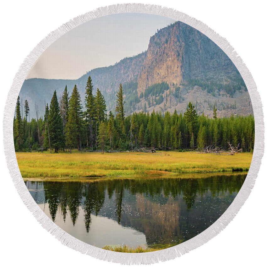 Mount Haynes Round Beach Towel featuring the photograph Mount Haynes, Yellowstone National Park by Ann Moore