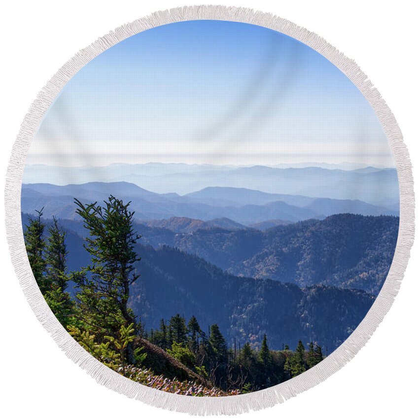 Smoky Mountains Round Beach Towel featuring the photograph Mount LeConte 33 by Phil Perkins