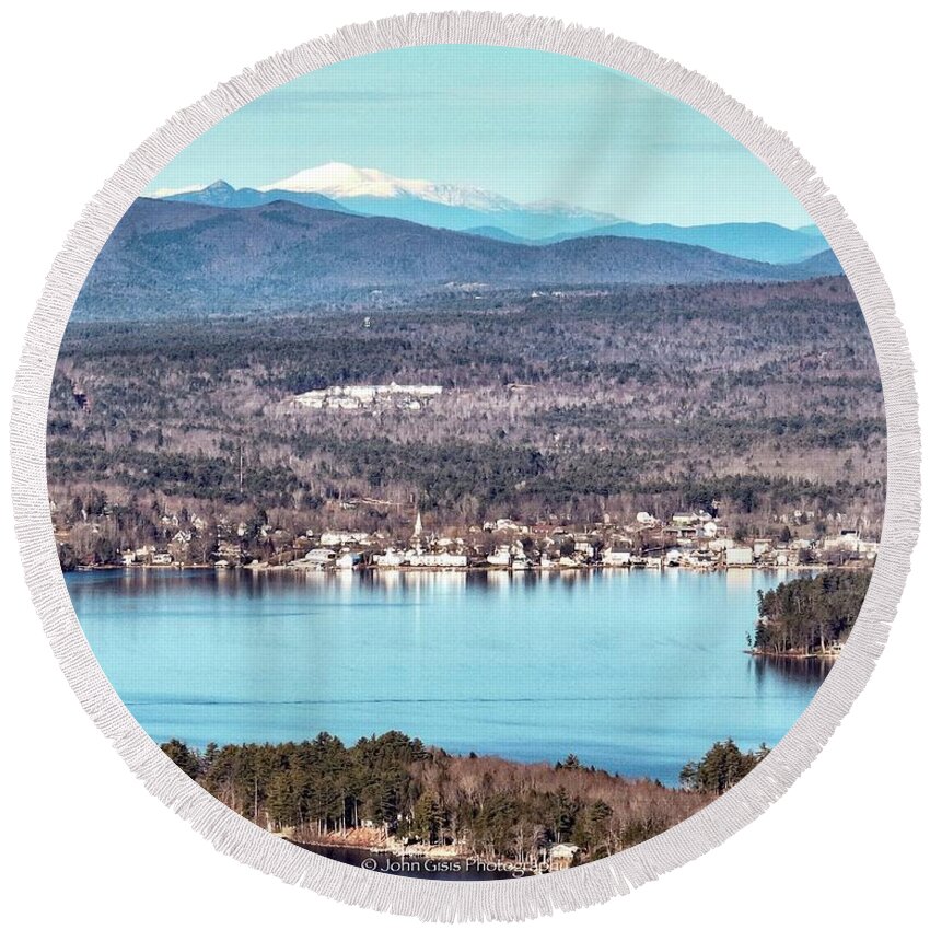  Round Beach Towel featuring the photograph Mount Washington over Wolfeboro Bay by John Gisis