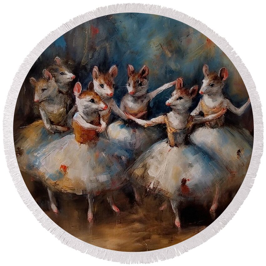 Dancers Round Beach Towel featuring the photograph Mouse Ballerinas by Andrea Kollo