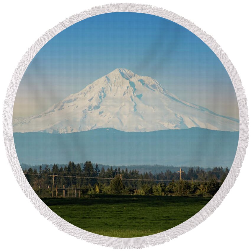 Mountain Round Beach Towel featuring the photograph Mt Hood Oregon by Louise Magno